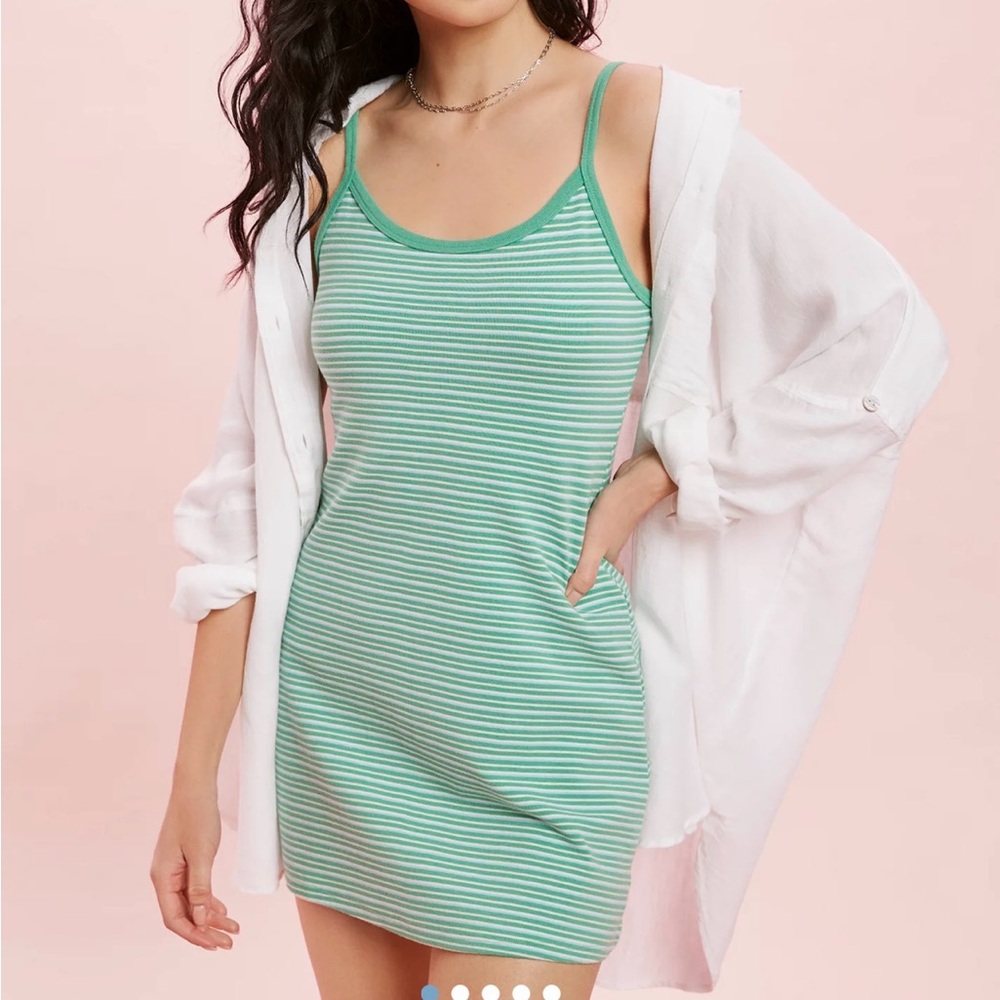 Green Striped Women's Dress